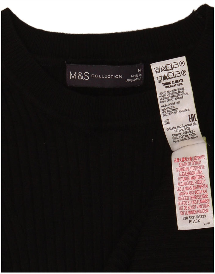 Marks & Spencer ženski džemper s veznim izrezom UK 14 srednje crna