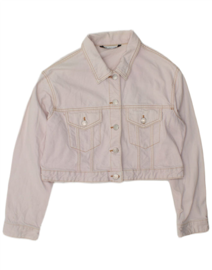 Zara ženska crop traper jakna UK 16 Large Pink Cotton
