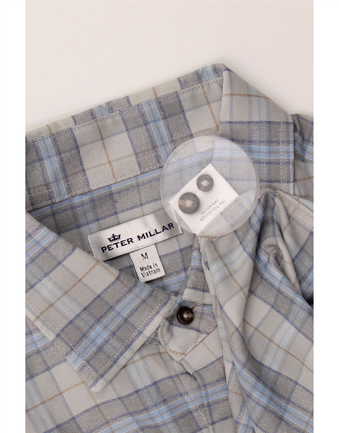 Peter Millar muška flanelska košulja srednje sivi karirani poliester