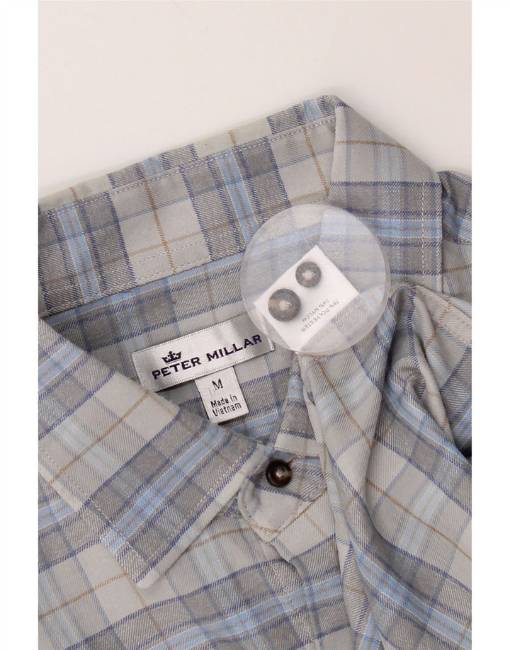 Peter Millar muška flanelska košulja srednje sivi karirani poliester