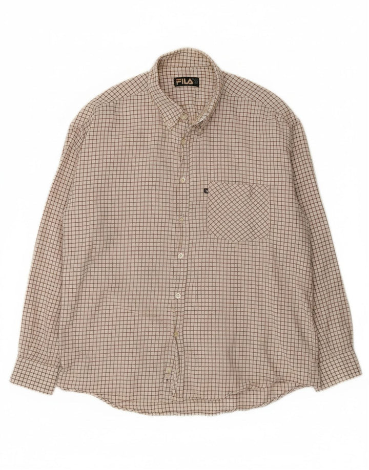 FILA Mens Shirt XL Off White Check Cotton