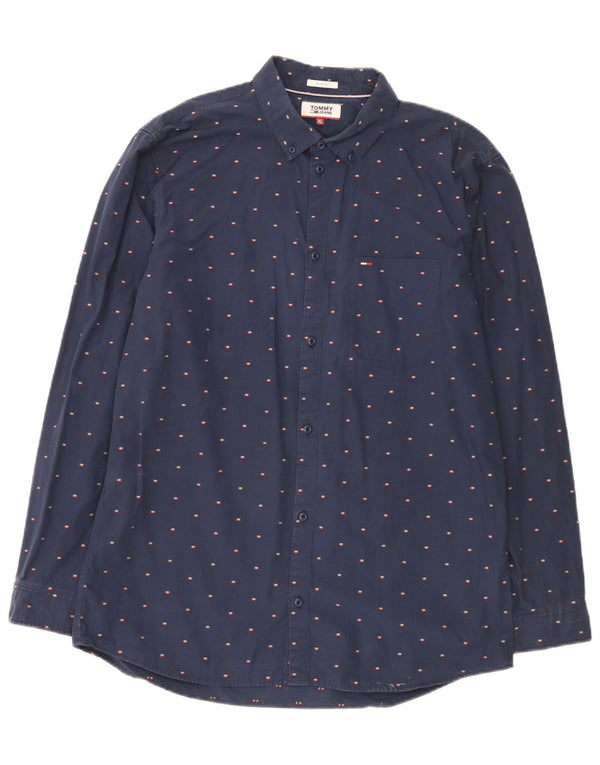 Tommy Jeans muška uska košulja XL tamnoplavi pamuk na točkice