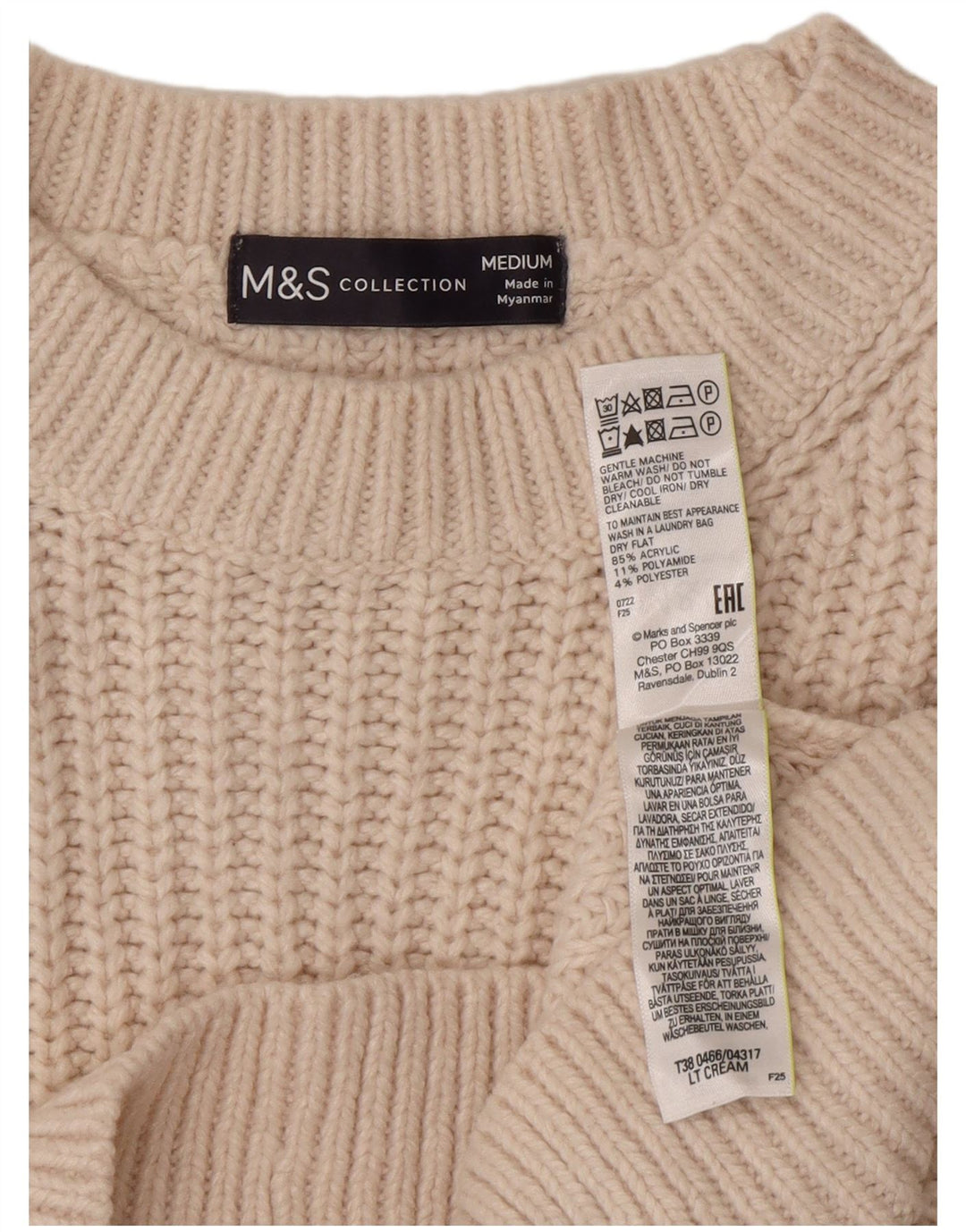 Marks & Spencer ženski džemper s okruglim izrezom UK 14 srednje bijele boje
