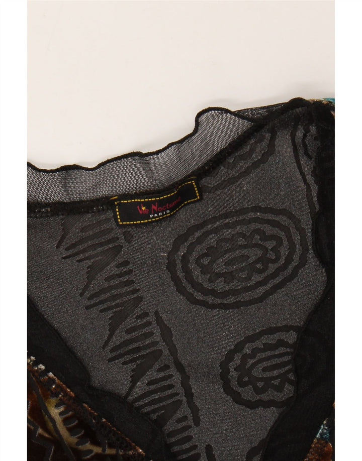 Vintage ženska majica od baršuna dugih rukava UK 6 XS Raznobojni cvjetni