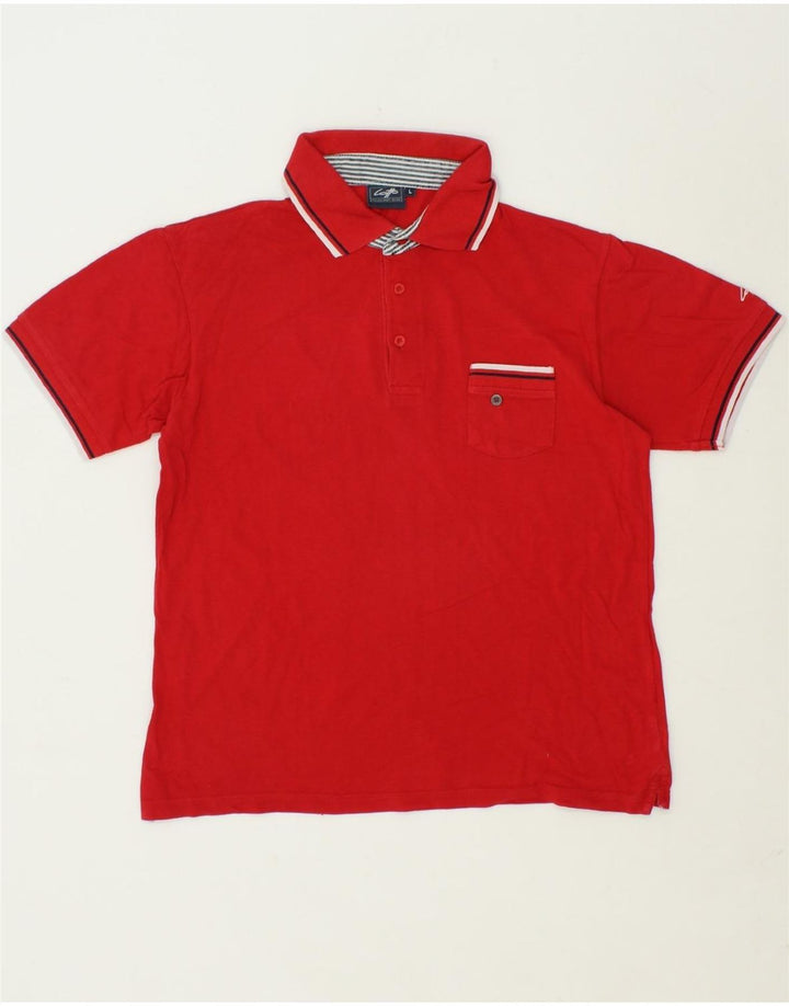 LOTTO Mens Slim Polo Shirt Large Red Cotton Vintage Lotto and Second-Hand Lotto from Messina Hembry 