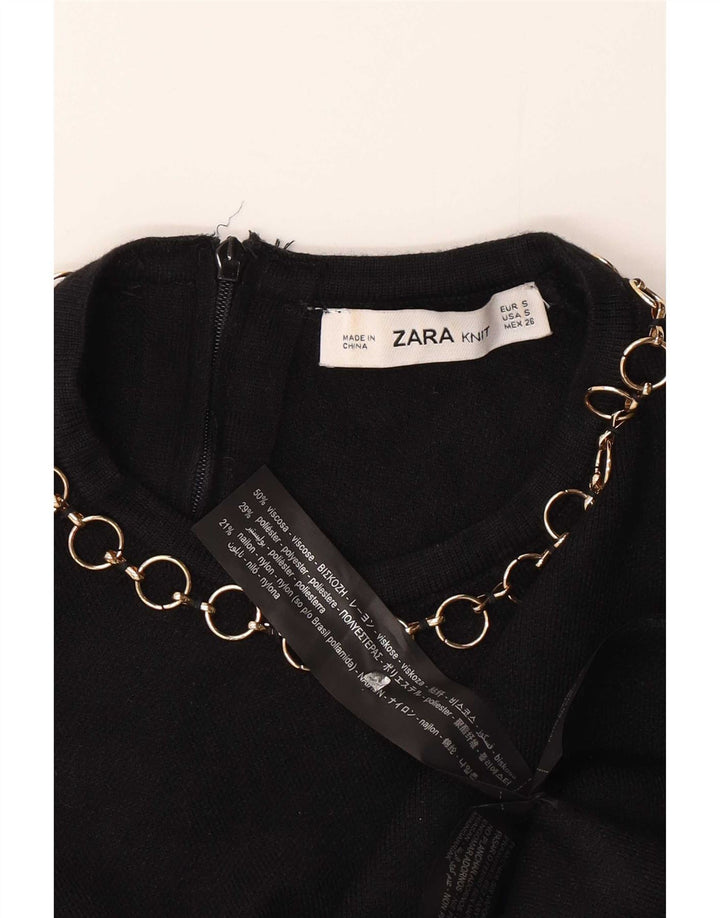 Zara ženski gornji dio kratke bluze UK 10 Mala crna viskoza
