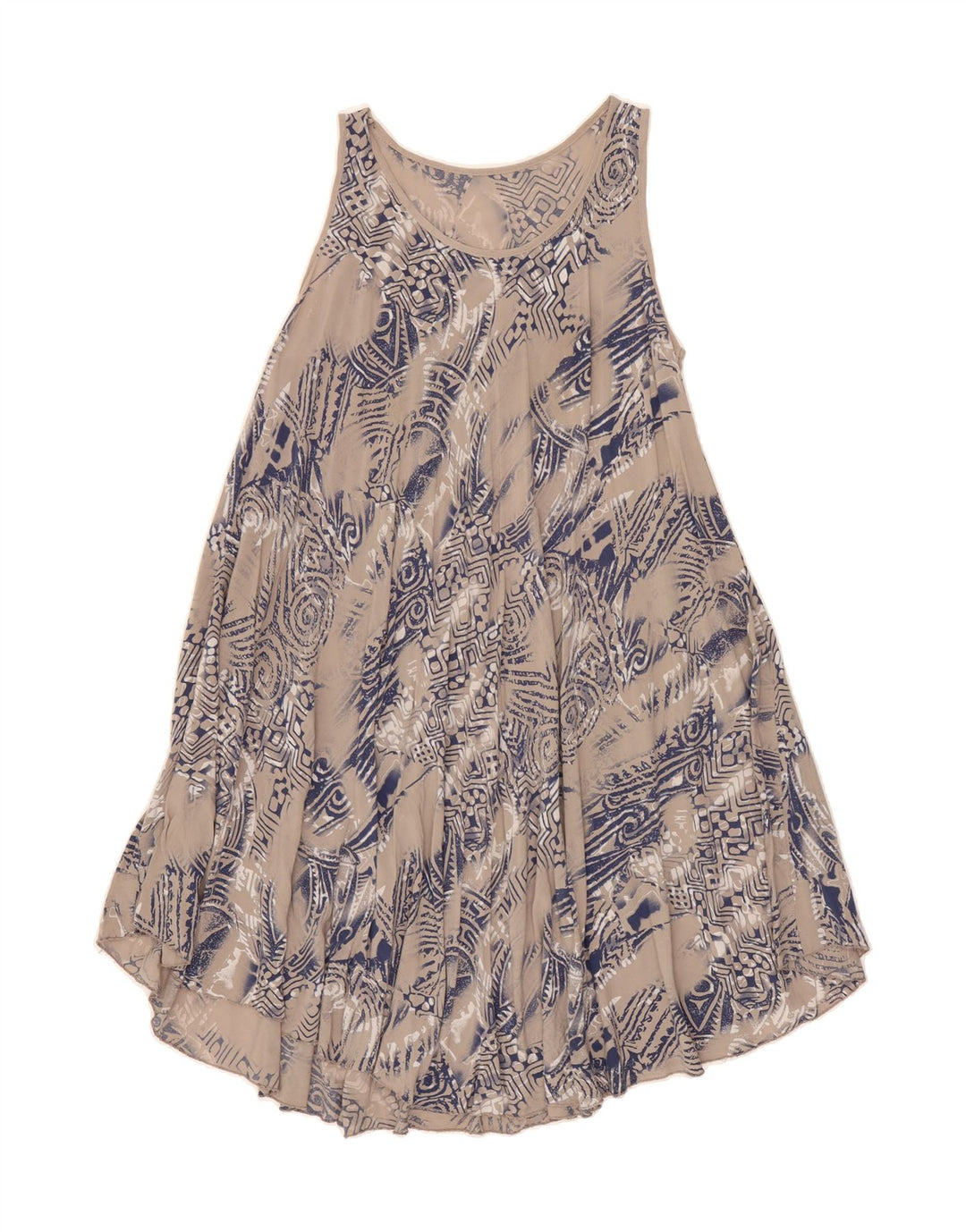 VINTAGE Womens Abstract Pattern Sleeveless Tent Dress UK 14 Medium Grey Vintage Vintage and Second-Hand Vintage from Messina Hembry 