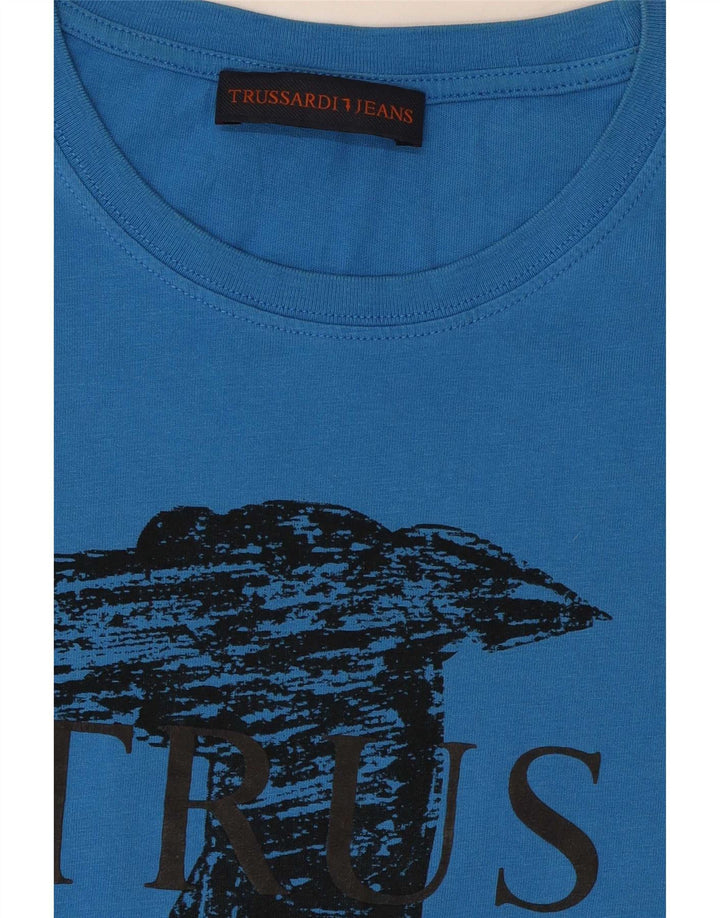 Trussardi Jeans muška grafička majica srednje plave boje