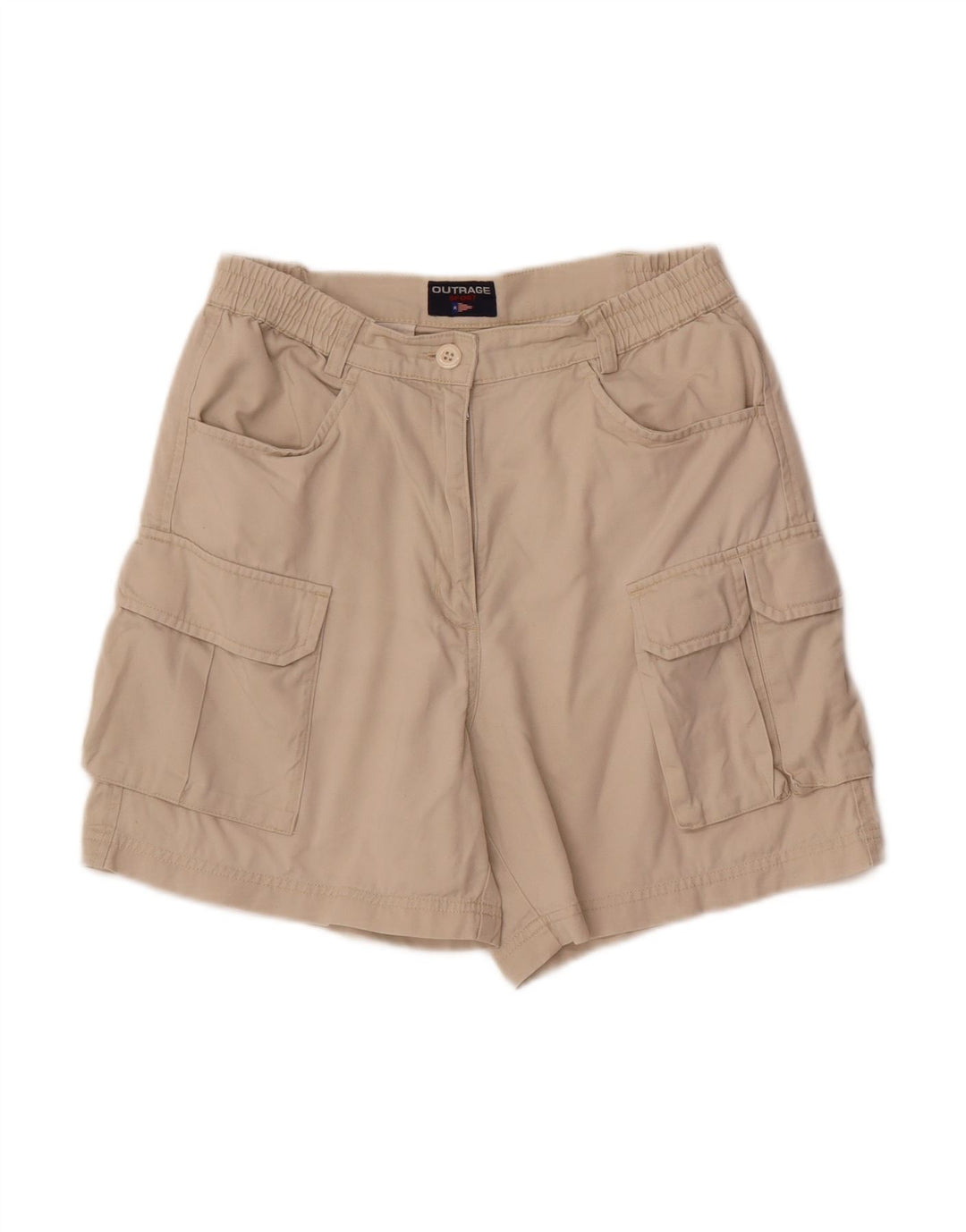 OUTRAGE Womens Cargo Shorts UK 8 Small W29 Beige Cotton