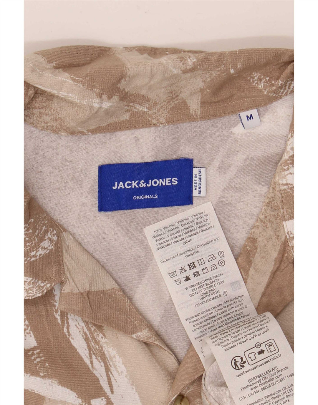 Jack & Jones muška košulja kratkih rukava s apstraktnim uzorkom, srednje bež viskoza