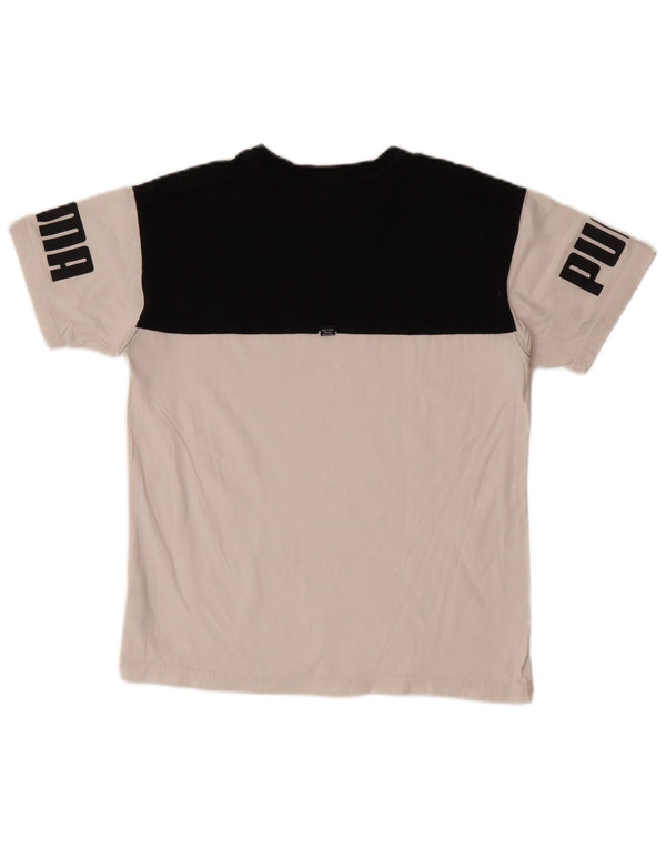 Puma Boys Graphic T-Shirt Top 13-14 Years White Colourblock Pamuk
