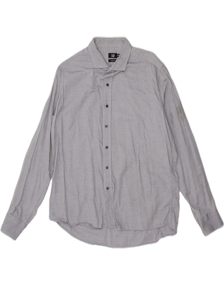 DACK'S Mens Slim Fit Shirt 2XL Blue Polka Dot Cotton Vintage Dack's and Second-Hand Dack's from Messina Hembry 
