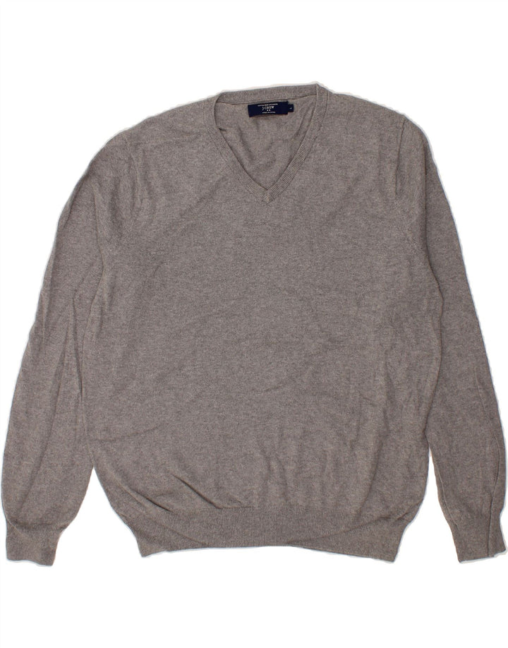 J. CREW Mens V-Neck Jumper Sweater Large Grey Cotton Vintage J. Crew and Second-Hand J. Crew from Messina Hembry 