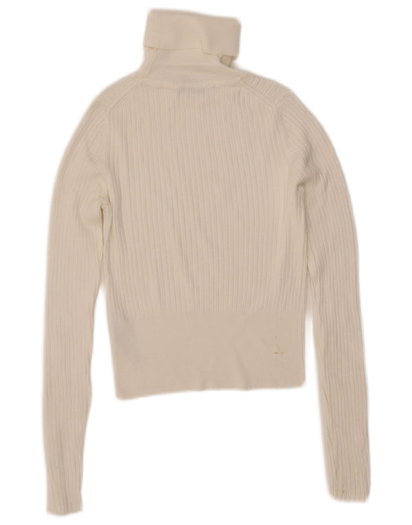 ZARA Womens Crop Roll Neck Jumper Sweater UK 10 Small White Viscose