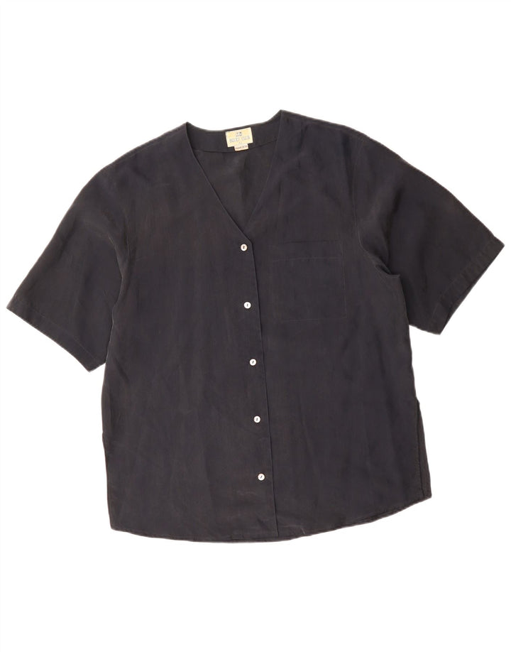 BLUE CLUB Ženska bluza košulja kratkih rukava IT 42 Srednja crna svila