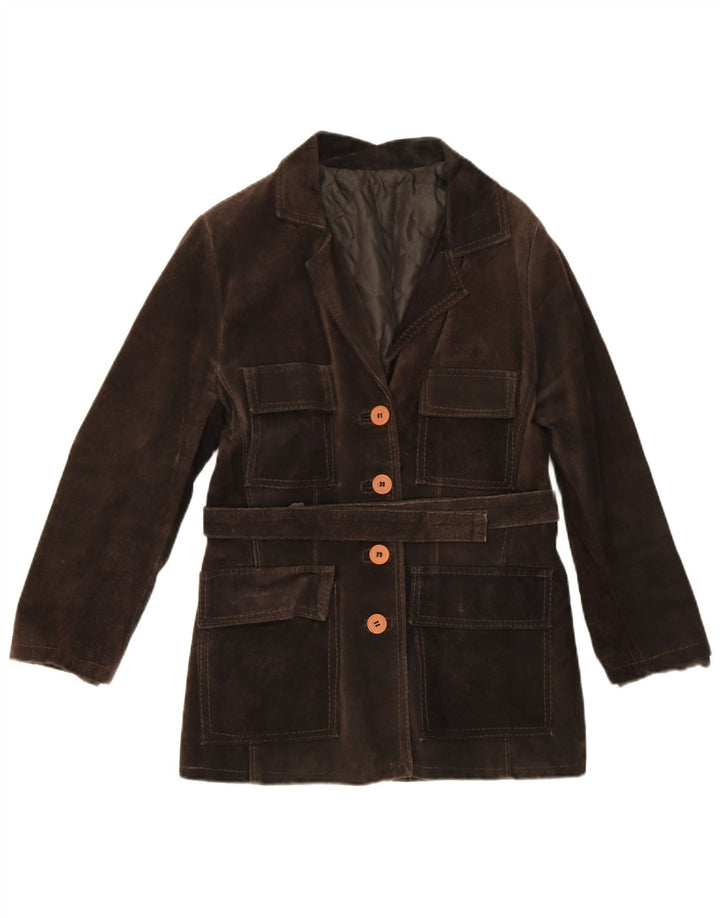 Vintage ženska jakna od brušene kože UK 10 Mala smeđa kožna
