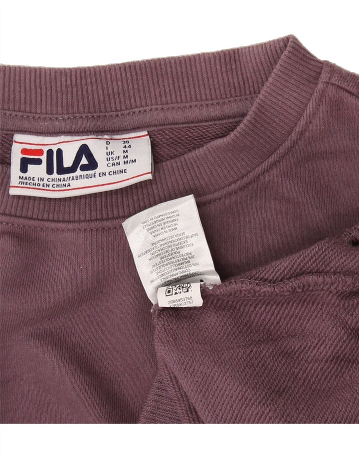FILA Womens Sweatshirt Jumper UK 14 Medium Burgundy Cotton Vintage Fila and Second-Hand Fila from Messina Hembry 