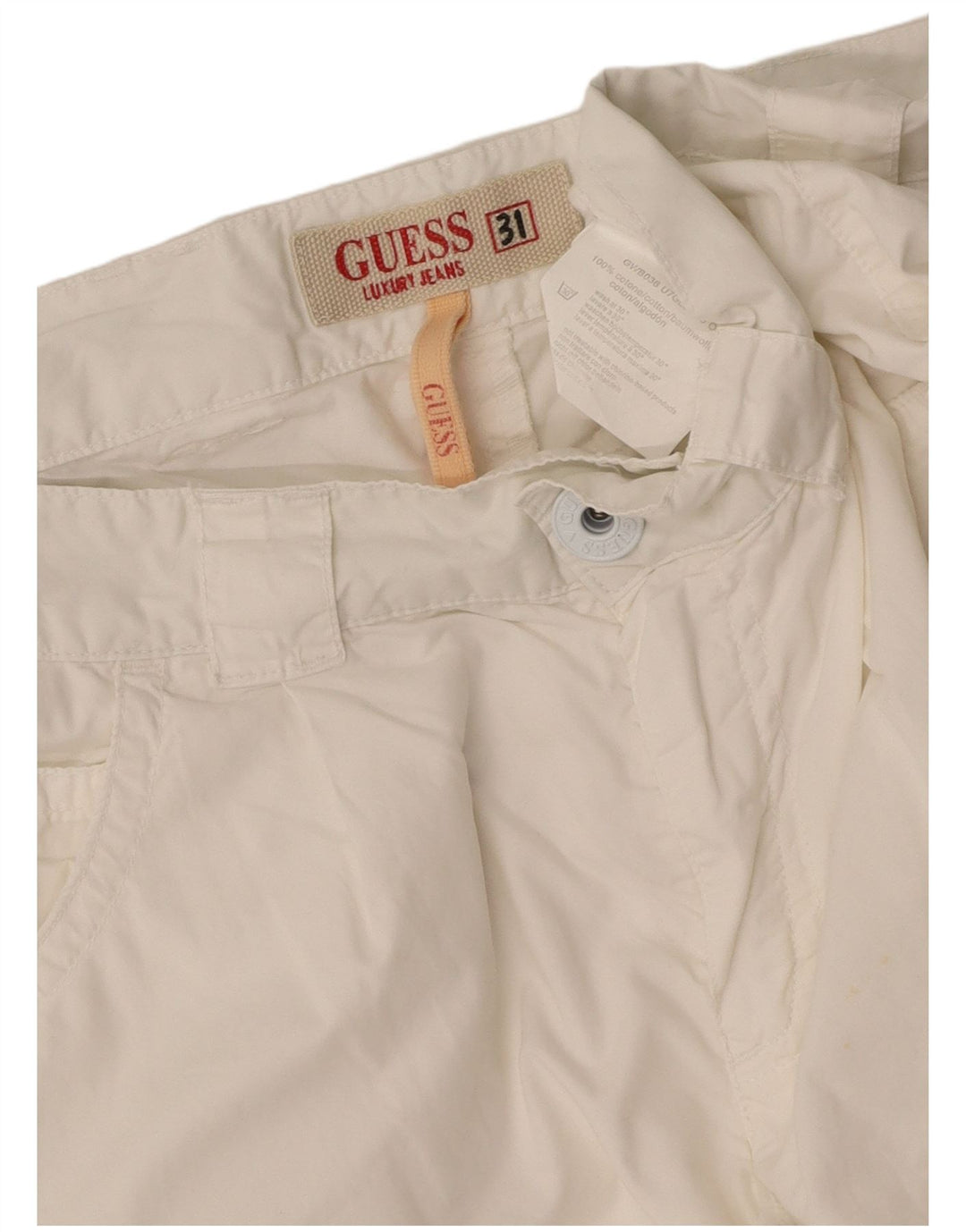 GUESS Womens Casual Shorts W31 Medium White Cotton