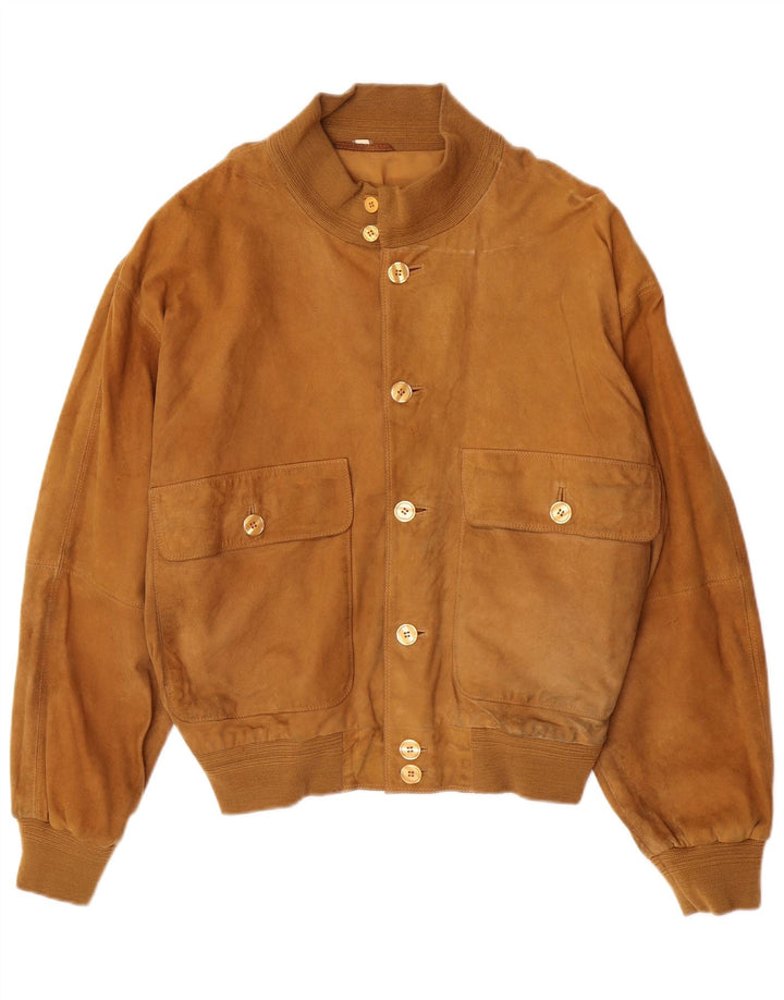 Vintage muška bomber jakna od brušene kože IT 48 srednje smeđe kože
