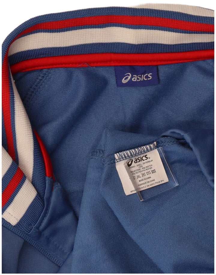 ASICS Mens Tracksuit Top Jacket Large Blue Colourblock Polyester