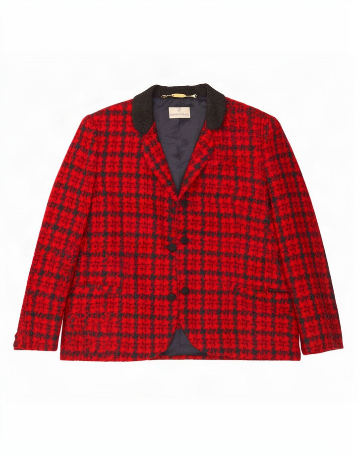 Ženska jakna s 3 gumba Donna Enrica UK 16 Large Red Houndstooth