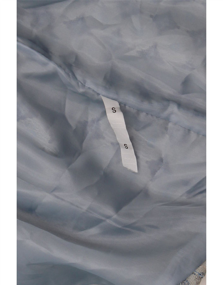 VINTAGE ženska bolero jakna 3/4 rukava UK 10 Mala plava geometrijska