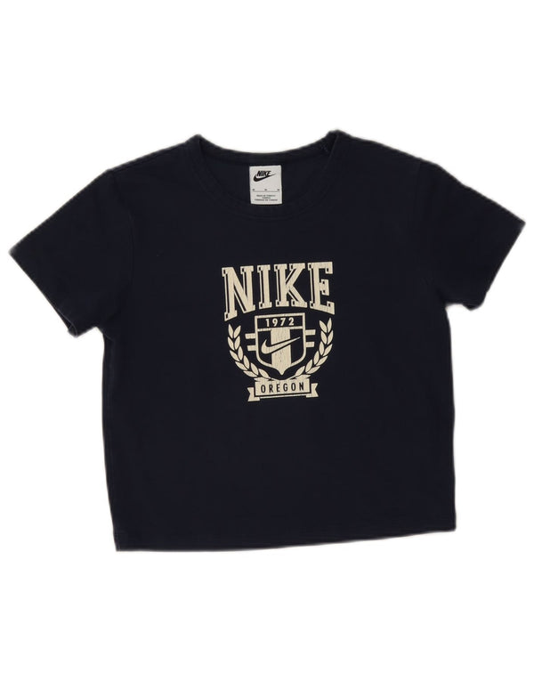 Nike ženska majica kratkih rukava s grafičkim motivima UK 12 srednje tamnoplavi pamuk