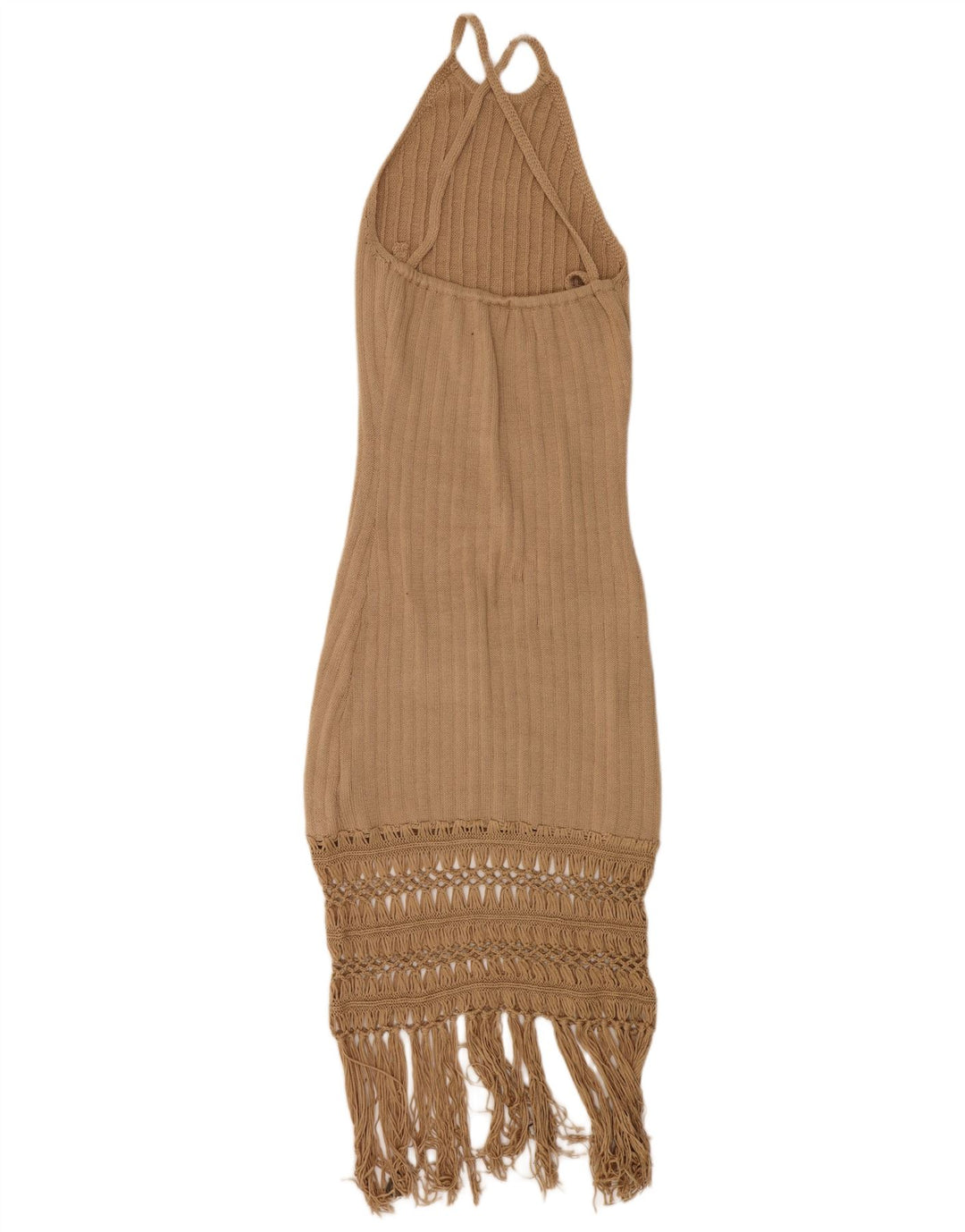 Shein ženska pletena haljina s halterima UK 14 veliki bež poliester