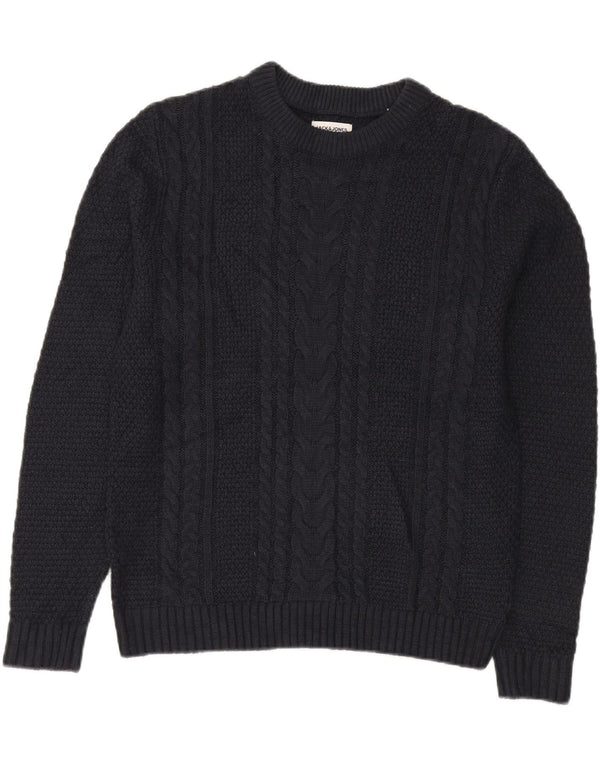 JACK & JONES Mens Crew Neck Jumper Sweater Medium Navy Blue Acrylic