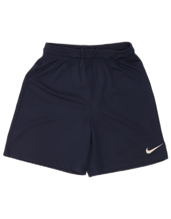 NIKE Boys Dri Fit Sport Shorts 12-13 Years Large Navy Blue Poliester