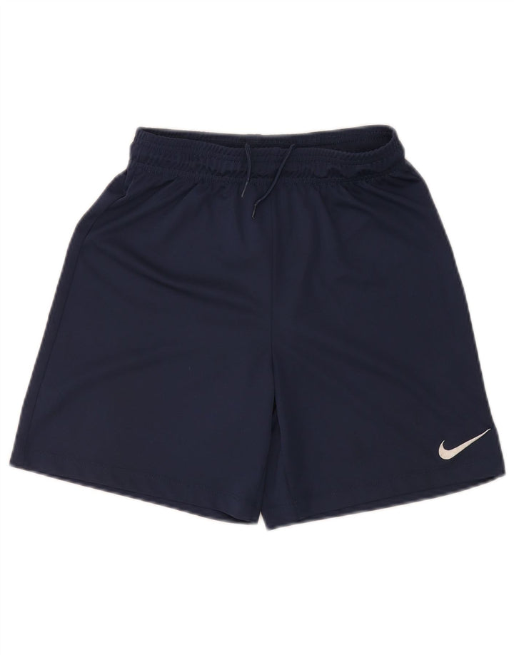 NIKE Boys Dri Fit Sport Shorts 12-13 Years Large Navy Blue Poliester