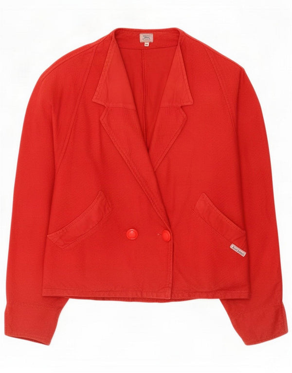Vintage Womens Double Breasted Blazer Jacket UK 14 Medium Red Cotton