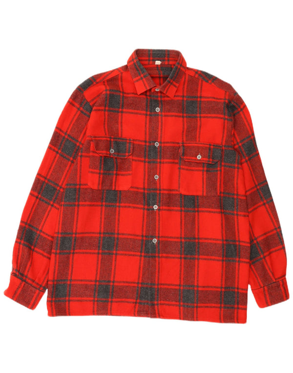 Vintage muška flanelska košulja, veličina 44 XL, crvena karirana vuna