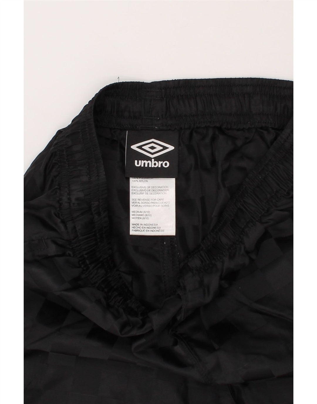 UMBRO Boys Sport Shorts 8-9 Years Medium  Black Geometric Nylon Vintage Umbro and Second-Hand Umbro from Messina Hembry 