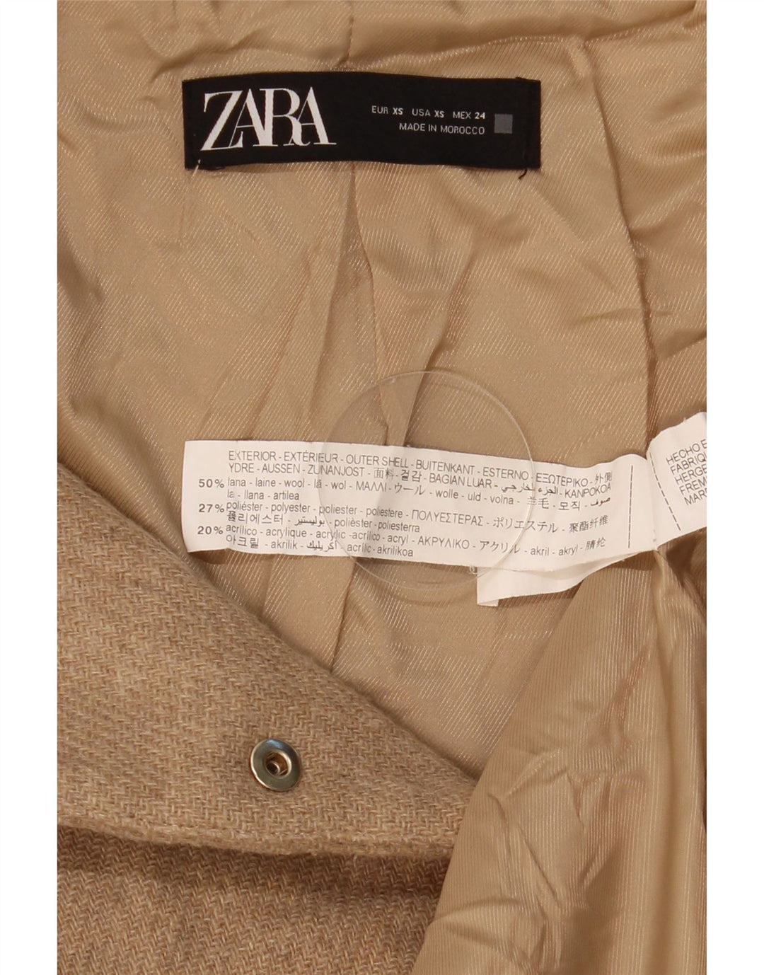 Zara ženska bomber jakna s kapuljačom UK 6 XS bež vunena