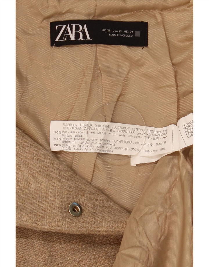 Zara ženska bomber jakna s kapuljačom UK 6 XS bež vunena