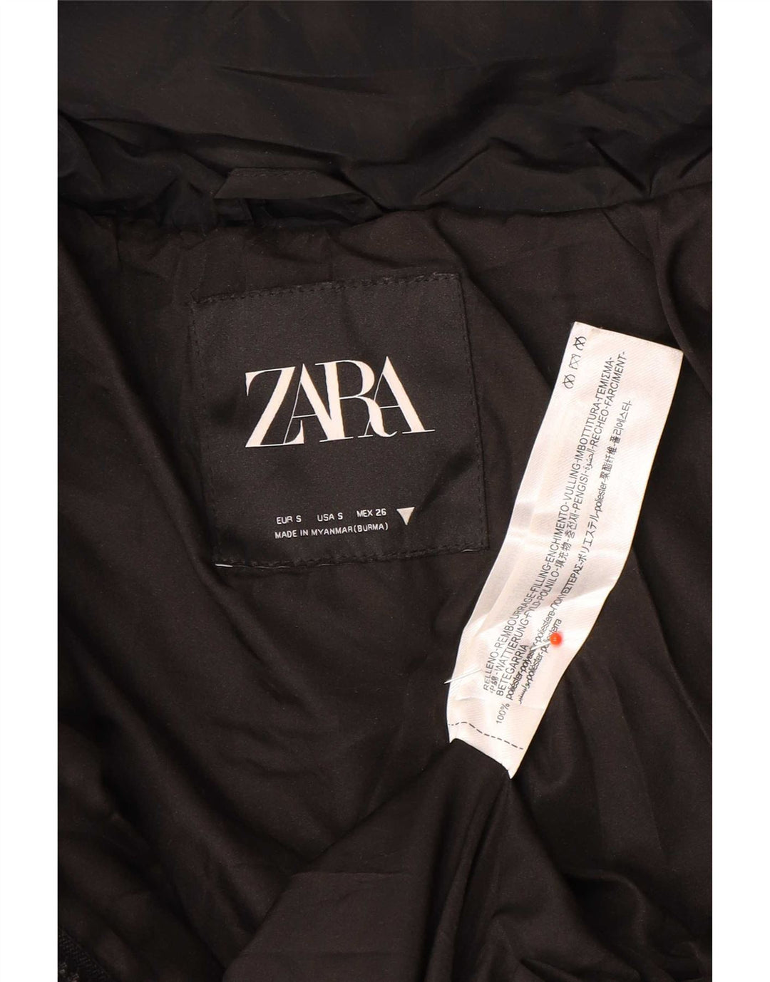 Zara ženski preveliki podstavljeni kaput s kapuljačom UK 10 Mali crni poliester