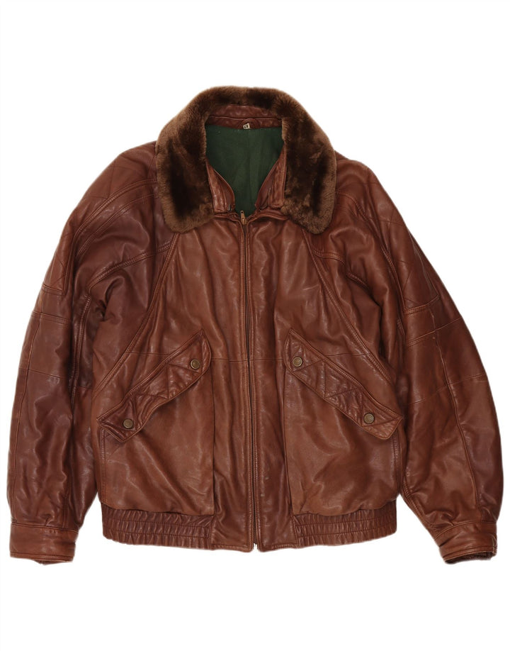Vintage muška kožna jakna IT 54 2XL smeđa