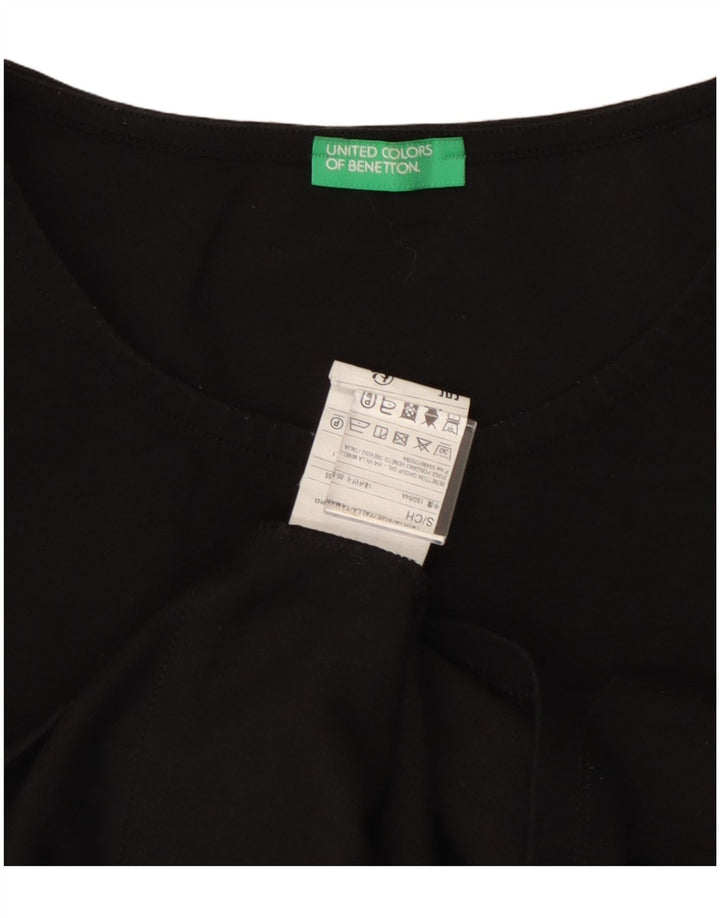 BENETTON Ženska prevelika majica dugih rukava UK 10 Mala crna pamuk