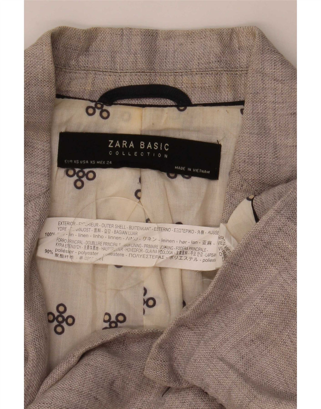Zara ženski sako sa 1 gumbom UK 6 XS siva lanena