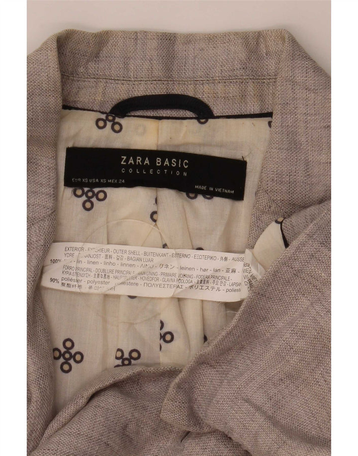 Zara ženski sako sa 1 gumbom UK 6 XS siva lanena