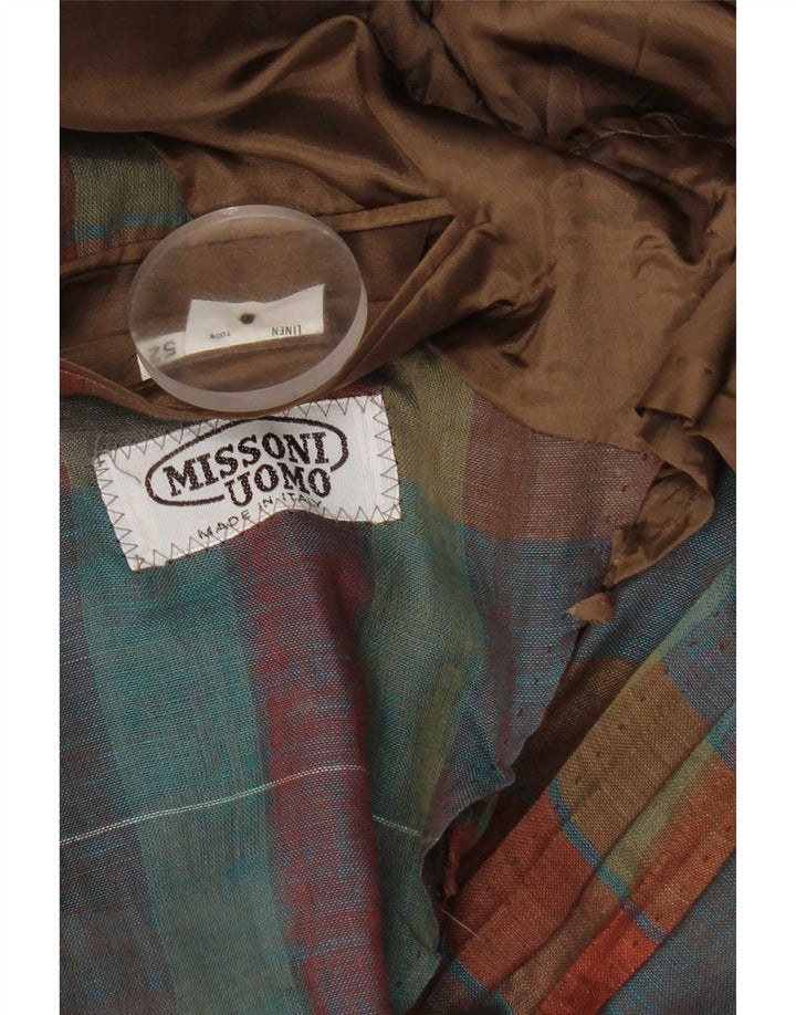 Missoni muška jakna s 1 gumbom IT 52 XL višebojno karirano laneno rublje