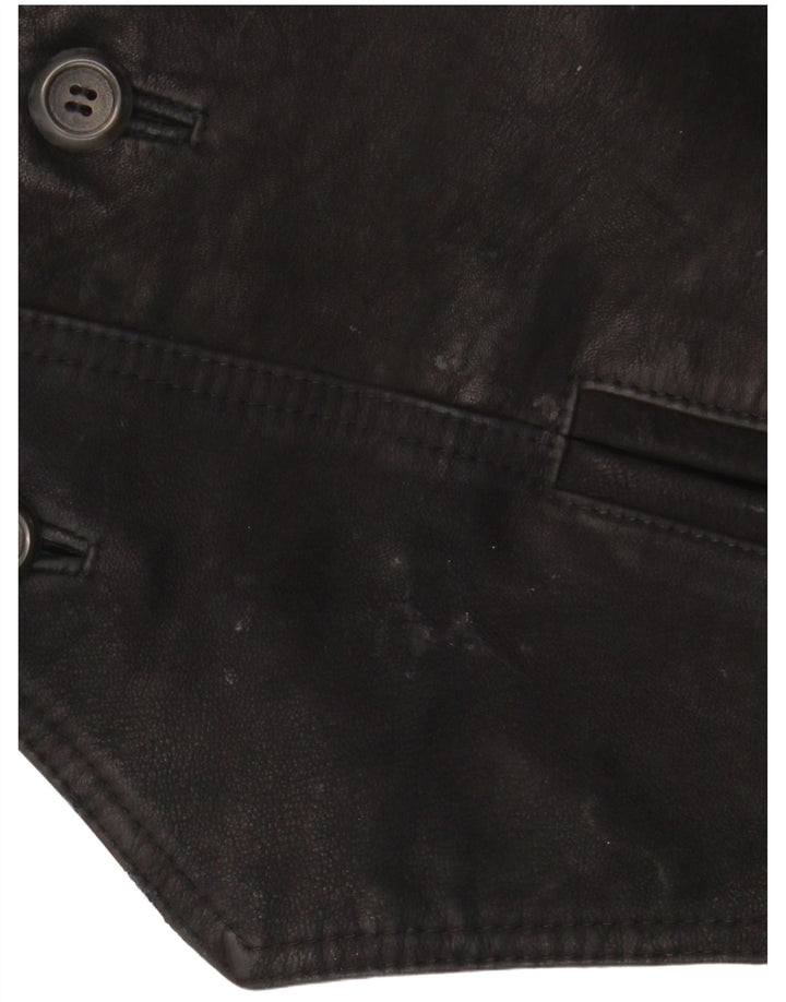 Vintage muški kožni prsluk veliki crni patchwork