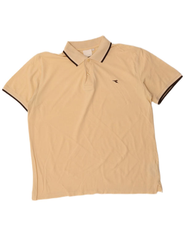 DIADORA Mens Polo Shirt XL Beige Cotton
