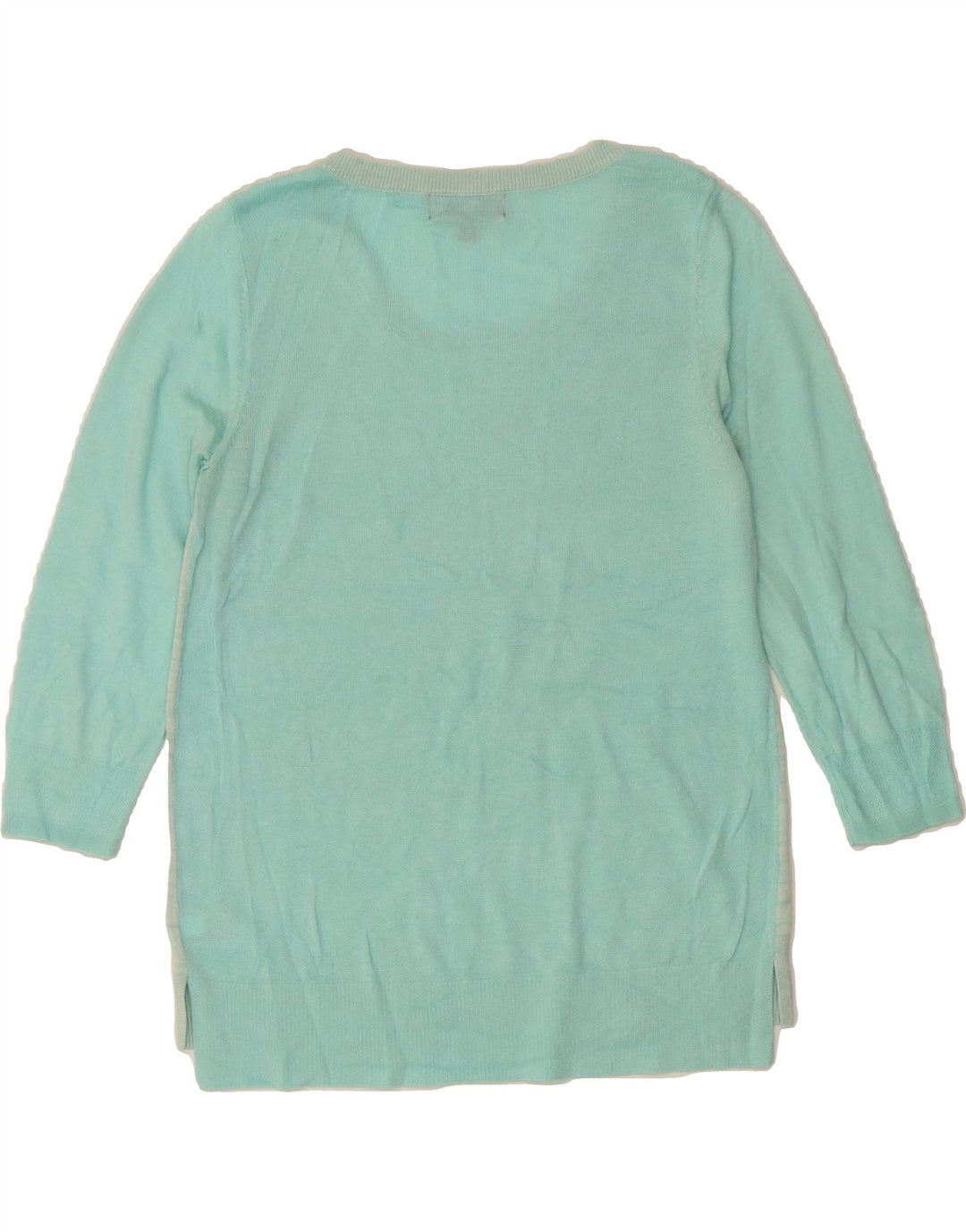 MOSSIMO Womens Crew Neck Jumper Sweater UK 14 Large Turquoise Striped Vintage Mossimo and Second-Hand Mossimo from Messina Hembry 