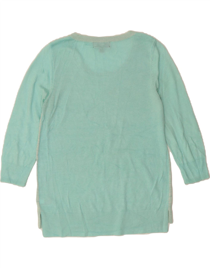 MOSSIMO Womens Crew Neck Jumper Sweater UK 14 Large Turquoise Striped Vintage Mossimo and Second-Hand Mossimo from Messina Hembry 