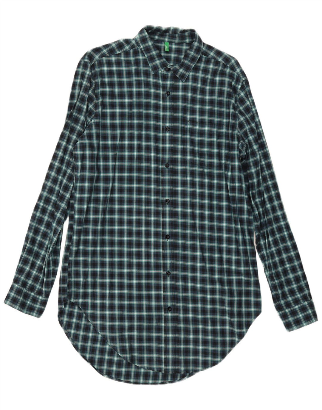 Benetton muška visoka flanelska košulja, veliki tamnoplavi gingham