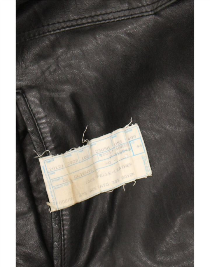 CARACTERE Womens Leather Jacket IT 46 Large Black Leather Vintage Caractere and Second-Hand Caractere from Messina Hembry 