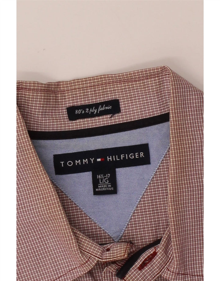 TOMMY HILFIGER Mens Shirt Size 16 1/2 Large Red Check Cotton Vintage Tommy Hilfiger and Second-Hand Tommy Hilfiger from Messina Hembry 