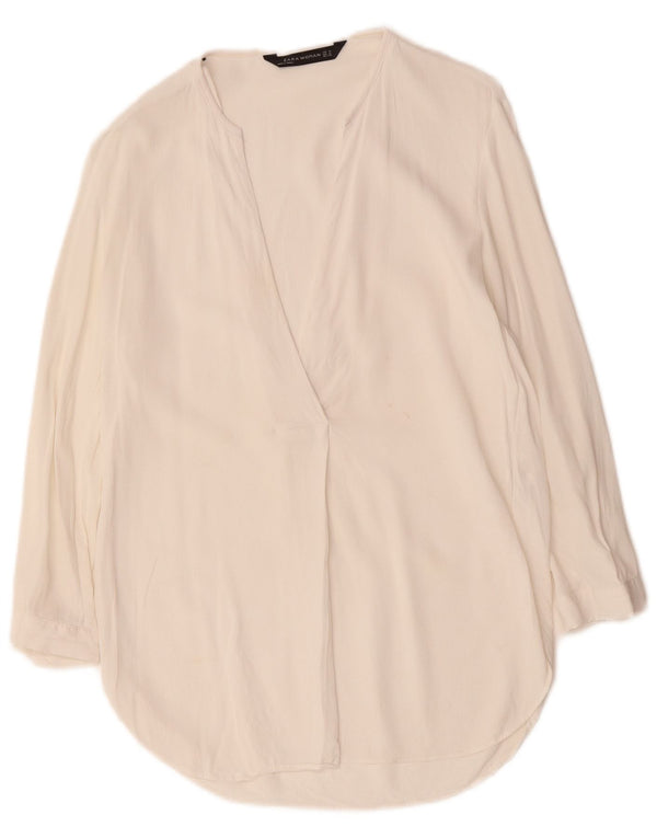 ZARA ženski gornji dio bluze 3/4 rukava UK 14 srednje bijele viskoze